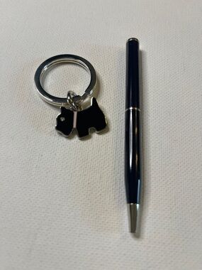Coach Black Dog Keychain with Silver Hardware and Black Coach Pen